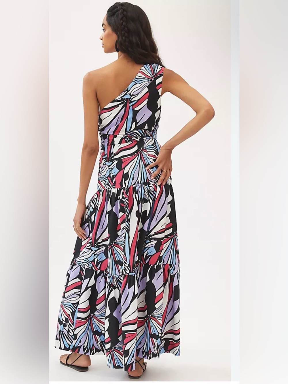 ANTHROPOLOGIE MAEVE ONE SHOULDER PRINTED MIDI DRESS NWT SIZE 12 - Picture 2 of 16